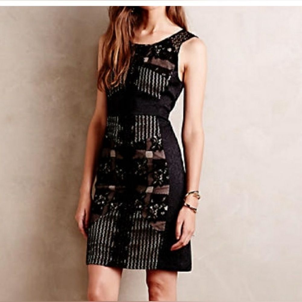 NWT Anthropologie Moulinette Soeurs Sheath Dress Lace Crochet Jacquar, Size 4